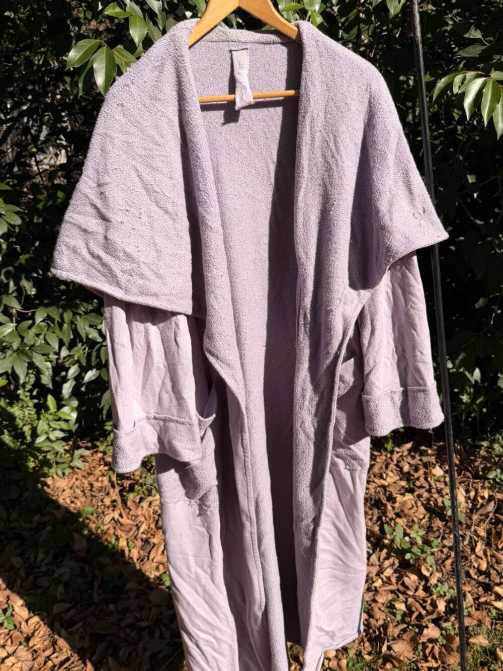 Lilac Textured Oversized Duster Cardigan with Pockets One Size Boho